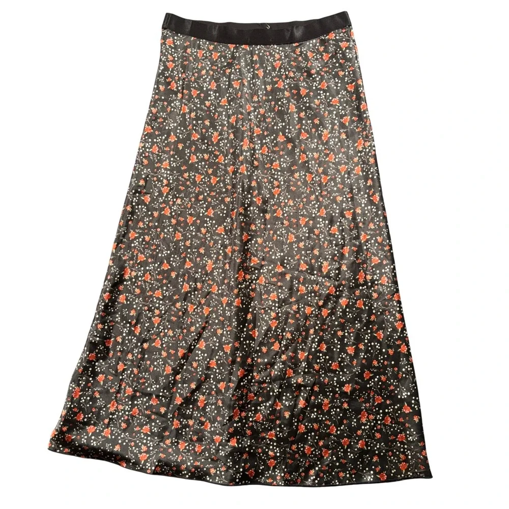 Knit Riot Floral Satin Midi Skirt Women M Fairy Grunge‎ Coquette Y2K Cottagecore